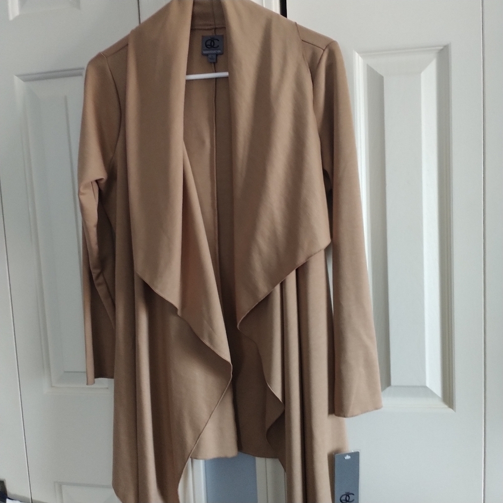 Queen Collection Shawl Collar Knit Cascading Jacket Open Front S - Picture 2 of 13